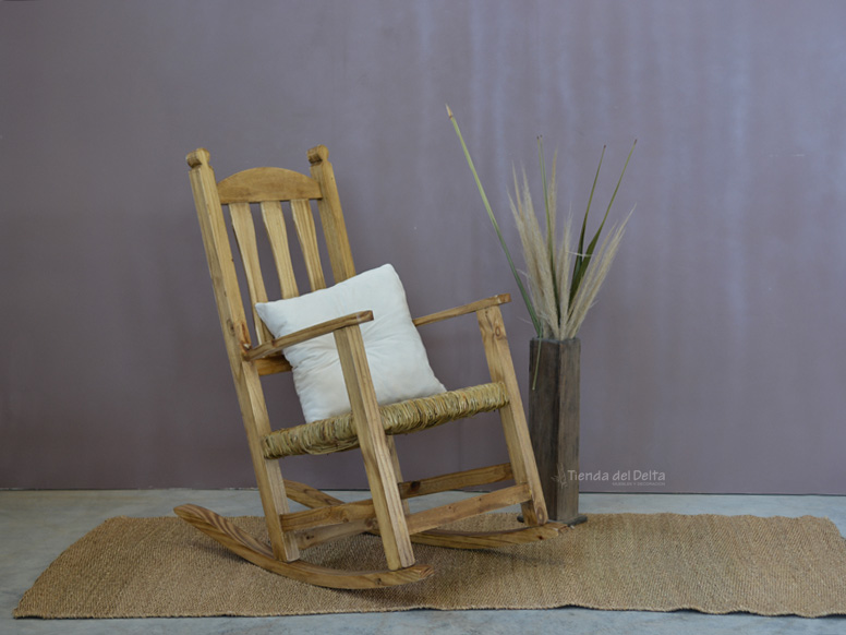 SILLA MECEDORA MADERA Y JUNCO
