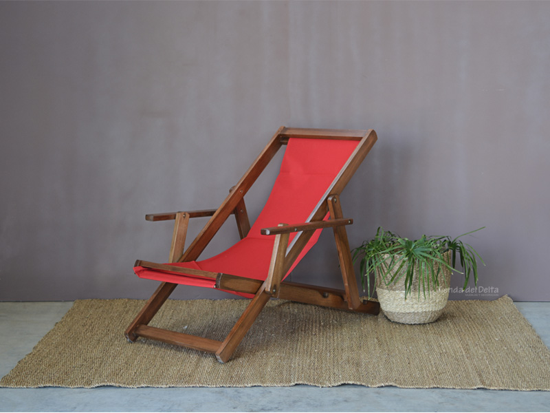 REPOSERA C/APOYABRAZOS LONA ROJA