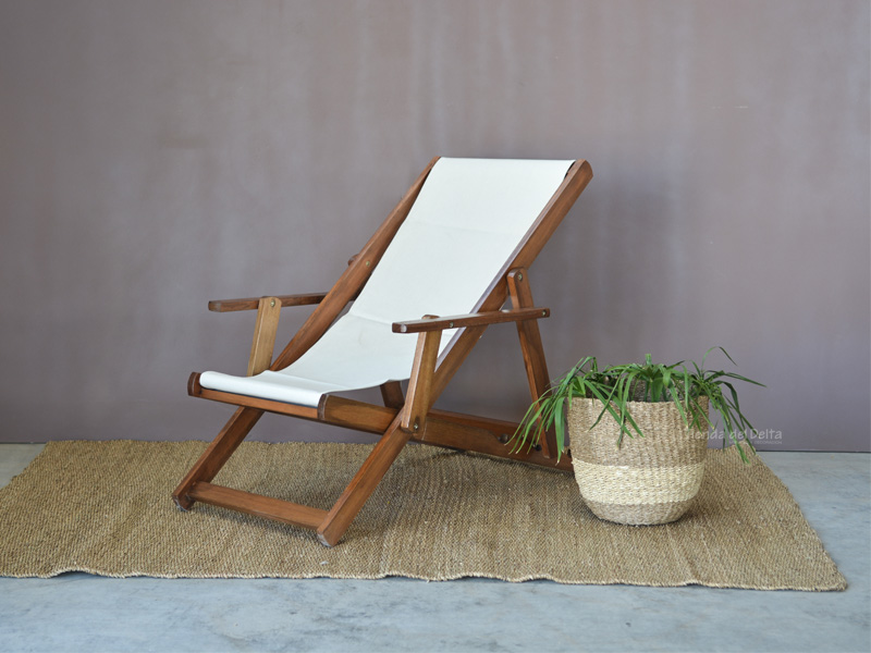 REPOSERA C/APOYABRAZOS LONA CRUDA