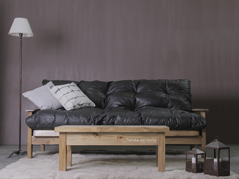 FUTON 3 CP ECO C/COLCHON COPOS NEGRO